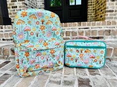 These bags are so much fun and full of vibrant colors!  They have a pocket on each side and a pocket on the inside!  The book bag is 11" L X 5.5" W X 16" H and the lunch box is 10" L X 3" W X 7.5"  If you have questions, please feel free to contact us! If you are out of the US we will work with you about the shipping prices. Please message us with any questions. Multicolor School Bag With Zipper Pouch, Cute School Backpack With Pockets, Fun Backpack For End Of School Year, Fun School Bags With Zipper Pouch, Zipper Pouch Bag For Back To School, Fun Green Bag For Back To School, Green Fun Bag For Back To School, Multicolor Zipper Pouch Bag For Back To School, Multicolor Bags For Daycare And Back To School