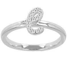 All about you! Boasting pave-set cubic zirconia Diamonique simulated diamonds, this initial ring adds a personal touch to your everyday look. Initial Jewelry, Initial Ring, Ring Size Guide, Everyday Look, Cubic Zirconia, Sterling Silver Rings, Initials, Ring Size, Jewelry Rings