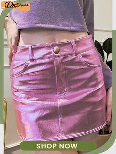 High Waist Coated Slim Skirt Women Summer Trend Casual Versatile Fashion Skirt 2000 Punk, Street Y2k, Sweet Party, Slim Skirt, Y2k Punk, Leather Mini Skirt, Skirt Women, Skirts Online, Edgy Look