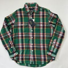 Polo Ralph Lauren Men&Apos;S Medium Plaid Flannel Button Down Green Multicolor Shirt This Plaid Shirt Is Crafted From A Stretchy Cotton-Blend Twill That Wicks Away Moisture, So You Can Stay Cool And Comfortable Throughout The Day. 60% Cotton/40% Polyester Button-Down Collar Left Chest Patch Pocket Split Back Yoke With A Box Pleat Ensures A Comfortable Fit And A Greater Range Of Motion Long Sleeves With Buttoned Barrel Cuffs Shirttail Hem Please See Pictures For Actual Measurements As They May Di Polo Lauren, Oxford Shirt Men, Red And Black Flannel, Blue Button Up Shirt, Button Up Shirt Mens, Ralph Lauren Long Sleeve, Vintage Polo Ralph Lauren, Preppy Casual, Striped Long Sleeve Shirt