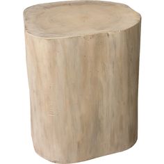 a wooden stool made out of logs on a white background for use as a side table