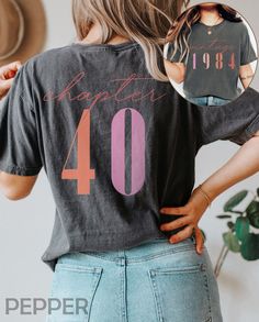 This Gender-Neutral Adult Graphic Tees item by SylviaChoong has 397 favorites from Etsy shoppers. Ships from Schenectady, NY. Listed on Jul 14, 2024 40th Birthday Ideas For Women Decoration, 40th Birthday Outfits For Women, The 1975 Shirt, 1984 Shirt, Bday Shirt, 40th Bday Ideas, Milestone Birthday Gifts, 40th Birthday Shirts, 30th Bday