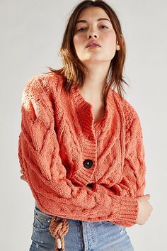 Bonfire Cardi | Free People Free People Swim Too Deep Cardigan, Free People Bonfire Cardigan, Bohemian Knit V-neck Cardigan, Bohemian Knit V-neck Outerwear, Affordable V-neck Bohemian Cardigan, Button Front Cardigan, Open Weave, Boho Clothing, Boho Outfits