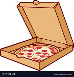 a pizza in a cardboard box with pepperoni toppings on the top and bottom