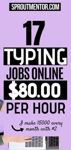 a poster with the words 17 typing jobs online $ 800 per hour on purple background