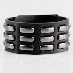 Wicked Wonders VIP Bling Bracelet On Autopilot Black Urban Bracelet Affordable Bling_Bling Fashion Paparazzi Metallic Accents, Leather Band, Bracelets For Men, Black Leather, Band, Leather, Black