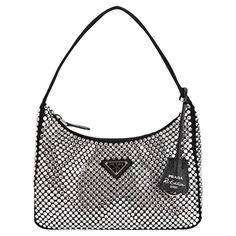 Prada Handbag, Satin Noir, Silver Bags, Prada Handbags, Black Hardware, Nylon Bag