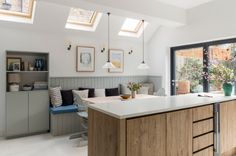 the kitchen is clean and ready to be used as a breakfast nook or bar