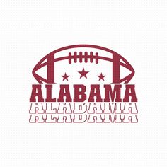 a football ball with the word alabama on it and stars in red, against a white background