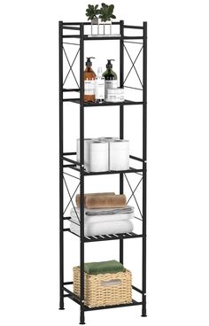 PRICES MAY VARY. 【Heavy-Duty Storage Shelf】Made of metal shelves and thickened tube for providing you with a long-term storage solution. Perfect storage shelves for organizing your bathroom collection, towels, toiletries, kitchenware, laundry supplies, clothes, plants, books, and more items. Keep your home neat and organized. 【X Frame Design】The three sides of the open utility rack are designed with horizontal guardrails to keep the storage items from falling off due to tilting. The X-shaped gua Luxury Bathroom Storage Ideas, Bathroom Tiered Shelf, Apartment Bathroom Storage Ideas, Restroom Storage Ideas, Bathroom Cart Organization, Bathroom Racks Ideas Shelves, Bathtub Storage Ideas, Towel Storage For Bathroom, Small Apartment Bathroom Storage