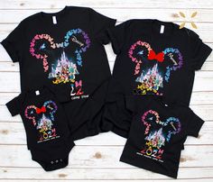 Family Matching Black Tops For Disney Trips, Graphic Tee For Disney Trips In Black, Black Graphic Tee For Disney Trips, Black T-shirt With Letter Print For Disney Trips, Black Themed T-shirt For Disney Trips, Matching Family Disney Shirts Kohl's, Cotton T-shirt With Character Print For Disney Events, Disney Shirts For Family Matching 2022, Disney Fan Event Crew Neck T-shirt With Character Print