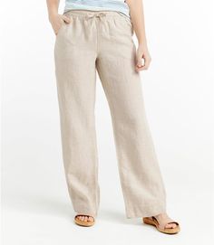 Women's Premium Washable Linen Pull-On Pants | Pants at L.L.Bean Beach Bottoms With Elastic Waistband In Neutral Color, Relaxed Neutral Bottoms For Vacation, Casual Neutral Bottoms For Vacation, Casual Neutral Bottoms For Beach, Casual Neutral Beach Bottoms, Neutral Bottoms With Elastic Waistband For Vacation, Neutral Relaxed Fit Bottoms For Vacation, Effortless Beige Bottoms, Casual Beige Pull-on Bottoms