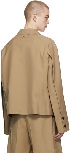 Tan Twill Jacket by Wooyoungmi on Sale Twill Jacket, Accessories For Men, Lapel Collar, Welt Pockets, Luxury Streetwear, Welt Pocket, Designer Fashion, North America, Wool Blend