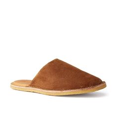 Men's slip-on mules made in Portugal from premium suede Suede Slip-ons With Suede Lining And Closed Toe, Classic Slip-on Mules With Suede Lining, Brown Mules With Suede Lining And Slip-on Fit, Brown Suede Slippers With Stitched Sole, Suede Slip-ons With Suede Lining, Brown Slip-on Mules With Suede Lining, Brown Suede Slip-on Slippers, Brown Suede Closed Toe Mules, Brown Leather Mules With Suede Lining