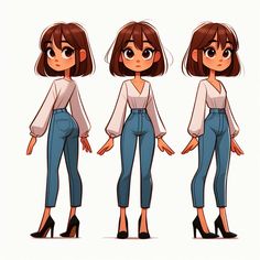 Expression Sheet Character Design, 2d Simple Character, Character Design Comic Style, How To Draw Cartoon People For Beginners, Cartoon Person Drawing, Cartoon Woman Drawing, Flat Illustration Characters, Cartoon People Drawings, 2d Animation Character Design