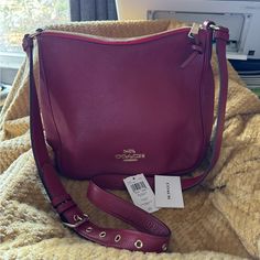 Never Used. Adjustable Strap For Use As Crossbody Or Shoulder Bag. Pebbled Leather. Hang Tag Is Missing. Coach Crossbody Hobo Bag With Zipper Closure, Coach Crossbody Hobo Bag, Coach Crossbody Hobo Bag For Shopping, Burgundy Crossbody Shoulder Bag With Branded Hardware, Coach Burgundy Bag With Adjustable Strap, Coach Burgundy Bag With Zipper Closure, Burgundy Crossbody Hobo Bag For Errands, Coach Burgundy Shoulder Bag With Adjustable Strap, Coach Hobo