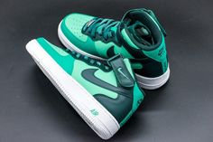 Green High-top Custom Sneakers For Streetwear, Green Mid-top Custom Sneakers For Streetwear, Green Nike Air Force 1 For Streetwear, Green Low-top Nike Air Force 1 For Streetwear, Casual Green High-top Nike Air Force 1, Airforce 1 Mid, Tie Sneakers, Air Force, Force