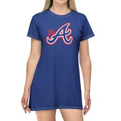 Celebrate in Style: Braves Fan Fashion Chic and Sporty Design Step out in style with our Atlanta Braves Celebration T-Shirt Dress, designed for the ultimate fan who wants to blend fashion and team spirit. This dress features a sleek and sporty design that is perfect for game day or casual outings. The vibrant Braves logo and team colors make a bold statement, showcasing your loyalty and love for the team. Whether you're at the ballpark or out with friends, this dress ensures you stand out with i Sporty T-shirt For Spring Fan Merchandise, Fitted T-shirt With Team Name For Game Day, Team-colored Short Sleeve Sublimation Design For Streetwear, Summer Fan Apparel T-shirt For Sports Events, Fitted T-shirt For Football Season Sports Events, Fitted Graphic Print T-shirt For Football Season, Sporty Fitted T-shirt For Football Season, Summer Sports Fan T-shirt For Fan Merchandise, Summer Sports Fan Merchandise T-shirt