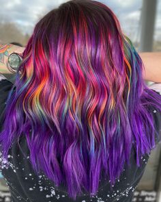 @jesswoodhair Rainbow Babylights, Mermaid Hair Color, Rainbow Braids, Hair Projects, Hair Color Options, Cute Hair Colors, Vibrant Hair