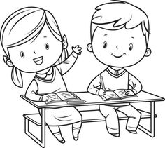 Unique Coloring Pages, Happy Cartoon, Petite Section, Kids Clipart, School Kids, Free Printable Coloring Pages, Book Page, Coloring Book Pages