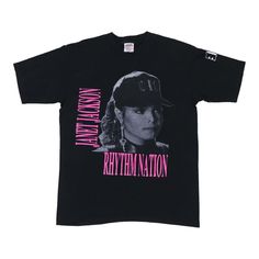 Original vintage 1990 Janet Jackson Rhythm Nation Tour Shirt. This is a true vintage shirt, not a modern reproduction. Sizes vary so please use measurements for best idea on fit. Front and back graphics. Shirt is in excellent condition, small flaw on front, no stains. This shirt will arrive washed and ready to wear. Pit to Pit: 22.5 Inches Collar to Hem: 30.25 Inches Tag Size: Extra Large Era: 1990s Material: 100% Cotton Color: Black Sku: 02232401 Janet Jackson Rhythm Nation, Rhythm Nation, Graphics Shirt, Vintage Clothing Men, Janet Jackson, Tour Shirt, Vintage Shirt, True Vintage, Vintage Shirts