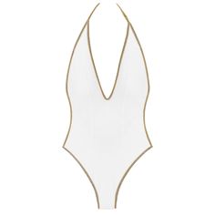 Open-back one-piece swimsuit Moon wireless PAIN DE SUCRE Cotelé White Backless Bodysuit For Swimming, White Backless One-piece For Pool, Open Back, One Piece Swimsuit, 1 Piece, One Piece