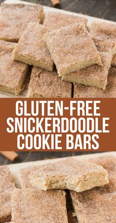 gluten - free snickkerdoodlele cookie bars on a cutting board