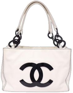 Modern White Bags With Metal Logo, Designer Leather Bag With Chain, Designer Leather Bags With Chain Detail, Luxury Shoulder Bag With Chain For Shopping, Designer Leather Bag With Chain Detail, Resin Chain, Chanel Caviar, Cc Logo, Chain Link