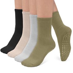 PRICES MAY VARY. 【SOFT & BREATHABLE FABRIC】 Made from premium combed cotton, our athletic crew grip Pilates socks are soft and durable. Moisture wicking performance keeps your feet dry and comfortable without sweaty feeling. Medium thickness is suitable for all seasons including summer and winter. SEAMLESS TOE DESIGN avoids rubbing and blisters. 【NON-SLIP GRIPS】Featured by sticky dots on the bottom of the non-slip yoga socks, our anti-skid socks offer better grip for improved stability & balance Hospital Socks, Barre Ballet, Pilates Socks, Ballet Barre, Yoga Socks, Gifts For Runners, Toe Socks, Compression Socks, Athletic Socks