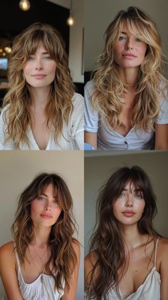 24 Stunning Long Curtain Bangs Hairstyles with Straight Hair - TrendyVibes 70s Style Curtain Bangs, Non Commital Bangs, Long Haircut With Curtain Bangs Wavy, Bangs Hairstyles Wavy Hair, Long French Bangs, French Fringe Bangs Long Hair, Fall Long Hairstyles, 70s Hair Bangs, Wavy Hairstyles Bangs