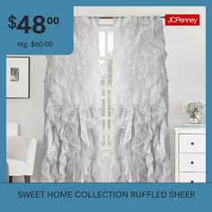 the home collection ruffled sheer curtain is $ 48 00