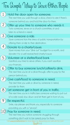 the ten simple ways to give other people in order to pay for food and drink