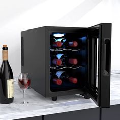 【Consistent Temperature】- This wine cooler enables you to store wines in a consistent temperature environment and allows you to customize the temperature to create an ideal climate for your wine aging process (range 46 - 64°F). 【Easy to Use】- External controls and digital display let you view and adjust the temperature or turn the interior light on or off without opening the door so the cool air stays inside your wine cooler, therefore bringing out the true characteristics and full flavor of you Mini Wine Fridge, Wine Cooler Fridge, Unique Appliances, Beverage Coolers, Wine Coolers Drinks, Fridge Shelves, Beverage Refrigerator, Wine Refrigerator, Wine Collection