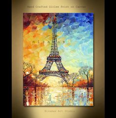 an art print with the eiffel tower on it's back side and text that reads,