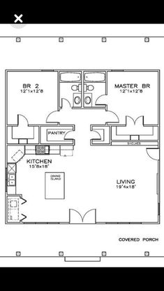 the floor plan for a two bedroom apartment with an attached kitchen, living room and dining area