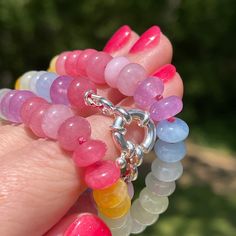 Gem Candy, Rainbow Gifts, Rainbow Boho, Hand Knotted Necklace, Knotted Necklace, Candy Jewelry, Rainbow Gemstones, Rainbow Gift, Rainbow Necklace