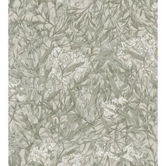 an image of a wallpaper with flowers and leaves on the surface in shades of grey