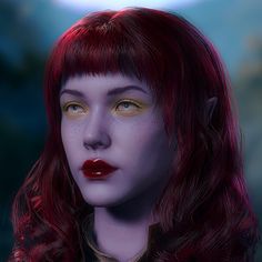 a digital painting of a woman with red hair