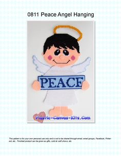 an angel ornament with the word peace on it's chest and wings