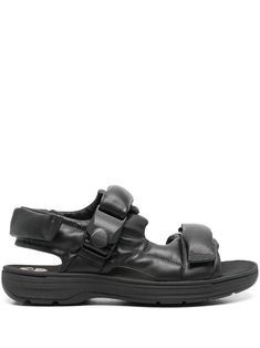 black calf leather tonal design padded design round open toe front touch-strap fastening front magnetic strap fastening rear touch-strap fastening branded footbed chunky rubber sole Padded Sandals, Latest Sandal, Martine Rose, Mens Leather Sandals, Balenciaga Track, Brown Leather Sandals, Balenciaga Triple S, Clarks Originals, Sport Sandals