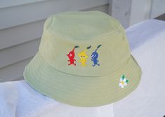 Strawberry Cat Bucket Hat Machine Washable in Cold water with like colors Fun 5-panel Spring Hat, Acrylic Charms, Witch Hat, Hat Designs, Bucket Hat, Caps Hats, Accessories Hats, Super Cute, Bathing Beauties