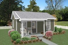 a small house with a porch and covered patio