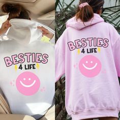 Matching Bff Sweatshirts Diy, Bestie Matching Sweatshirts, Cute Matching Bff Outfits, Bff Hoodies For 2, Matching Jackets, Bff Matching Pjs, Bff Shirts For 4 Best Friends, Matching Best Friend Shirts, Bestie Sweatshirts