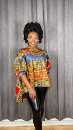 Oversized High-low Boubou Top. Light and care-free! This piece fits Small to XXL. Model is a size medium and 5'6" tall. Length: 35" Material: 100% Cotton Ankara Fabric. Free size customization available. Ankara Tops Blouses, African Print Top, African Tops For Women, African Tops, African Print Tops, African Print Dress Ankara, All Hairstyles, Evening Dresses With Sleeves, African Fashion Modern