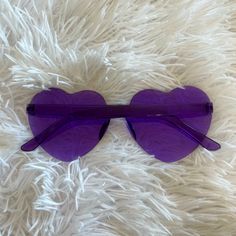 -Purple Heart Sunglasses -Details Provided In The Photos Purple Heart Sunglasses, Purple Glass Sunglasses For Spring, Purple Tinted Fun Sunglasses, Casual Purple Glass Sunglasses, Casual Purple Sunglasses For Parties, Casual Purple Party Sunglasses, Preppy Purple, Purple Preppy, Purple Accessories