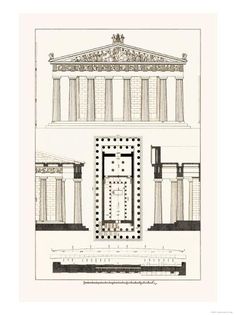 an architectural drawing of the greek temple