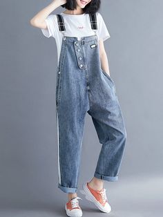 Material: Denim Soft Non-Stretchable Adjustable Elastic Straps Side Button Front & back two pockets Size Details (in CM / IN) Waist: 100/39.37 Hip: 126 / 49.60 Foot Cuff: 40 / 15.74 Length: 129 / 50.78 Attention:Please note that due to a variety of monitor settings. the color swatches and your fabric. as seen on your screen. may slightly vary from the actual printed color. Model wearing the dungarees is only for reference. the outcome of the dungarees on your body will vary according to your size.Washing Tip:Hand wash only. do not exceed the temperature more than 30 degrees Celsius. Do not bleach. just hang dry. The temperature of sole plate should not exceed more than 110 degree Celsius. Cotton and linen clothes slightly fade. as natural dyeing is used instead of chemical staining. To pre Baggy Overalls, Blue Overalls, Denim Patches, Linen Clothes, Color Swatches, Plus Size Lingerie, Dungarees, Dress Plus Size, Printed Maxi Dress