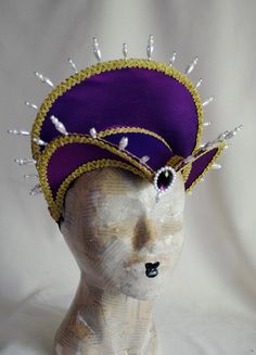 Purple Queen, Tudor Fashion, Shoes Heels Classy, Heels Classy, Costume Hats, Headdress, Festival Captain Hat, Headpiece, Captain Hat