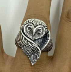 * Metal: 925 Sterling  Solid Silver Owl Ring, Antique Silver Rings, Silver Owl, Bird Jewelry, Bird Lover, Multi Stone Ring, Multi Stone, Animal Jewelry, Bird Lovers