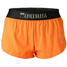 Closeup product shot of the women's neon orange 1.5 inch split running shorts from ChicknLegs. Chicken Legs Shorts, Best Running Shorts, Neon Shorts, Split Legs, Running Shorts Women, Chicken Legs, Orange Shorts, Rubber Ducky, Comfy Shorts